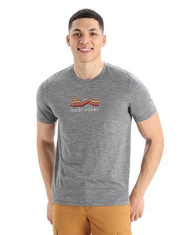 Pánské Tričko Icebreaker Merino Tech Lite II Krátké Sleeve Mountain Geology Šedé | CZ 1765LISH